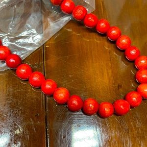 Two Strands Red Wooden Garland 7’9” Long ea